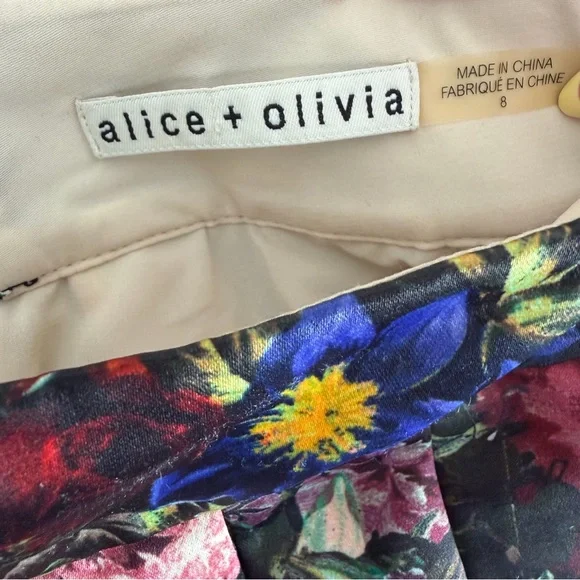 Alice + Olivia Floral Pleated Mini Skirt size 8 - Picture 7 of 8